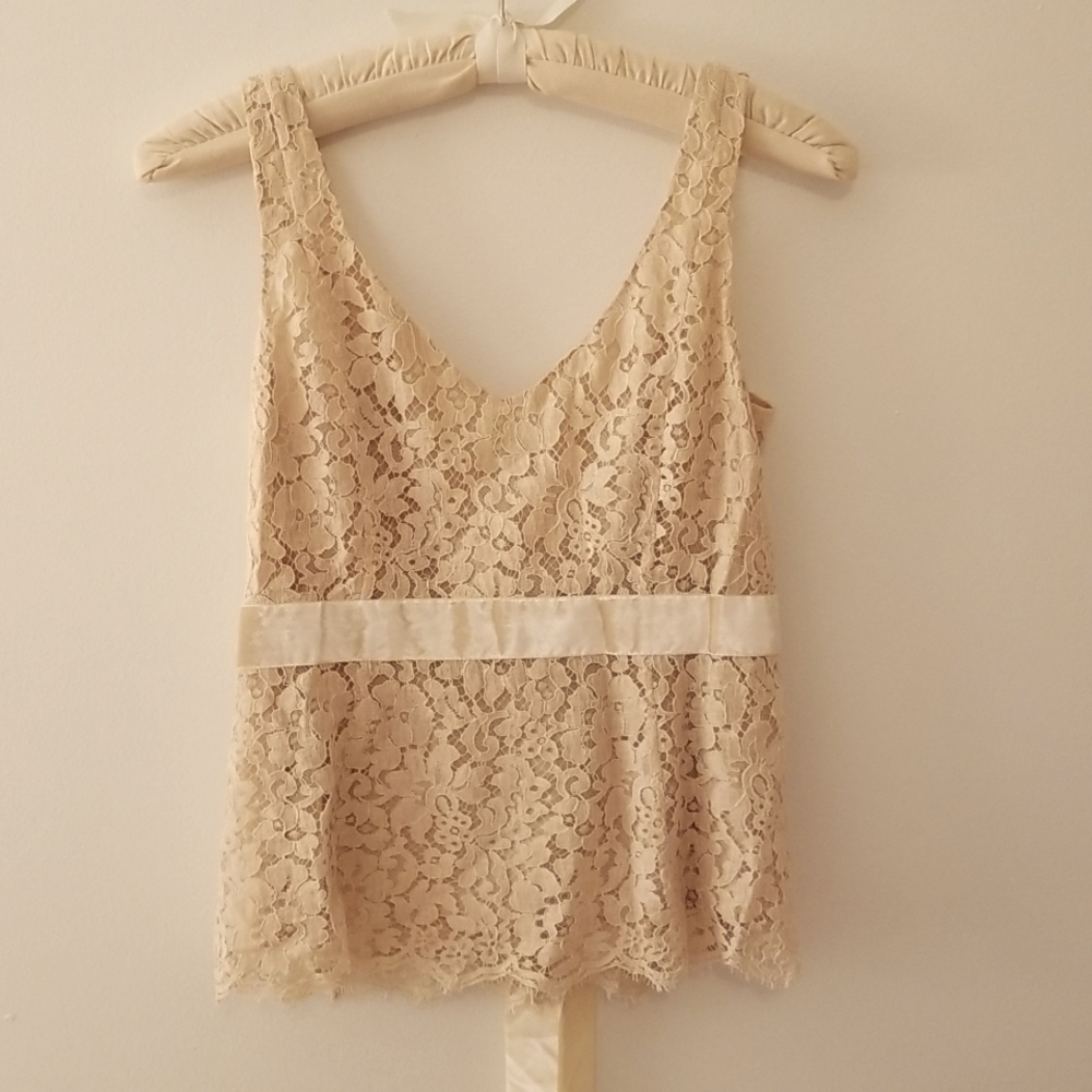 J Crew Ivory Lace Shell Top